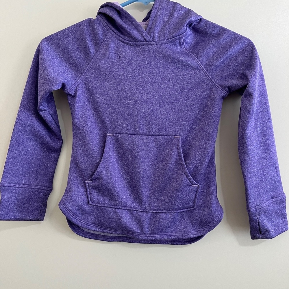 Athletic Works Girls 4/5 XSmall Purple Fleece Hoodie Thumbhole Sporty Activewear